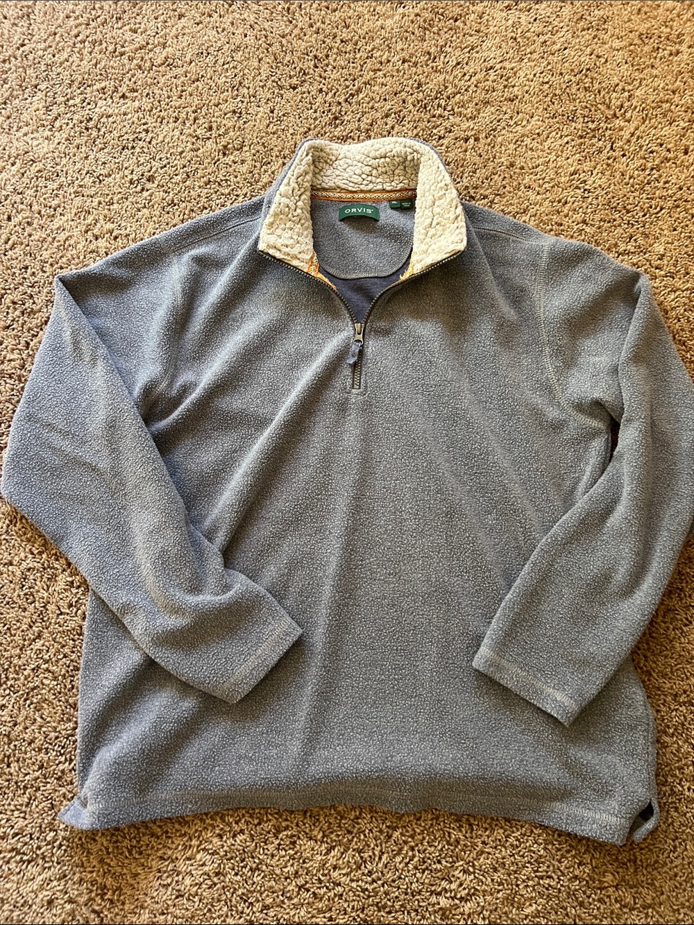 Orvis Men's Gray Sherpa-Lined Zip-Up Fleece